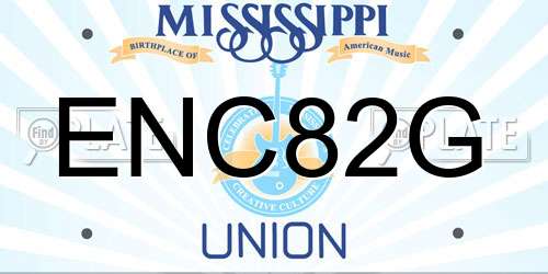 ENC82G Mississippi License Plate