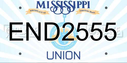 END2555 Mississippi License Plate