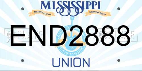 END2888 Mississippi License Plate