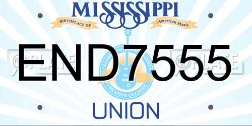 END7555 Mississippi License Plate