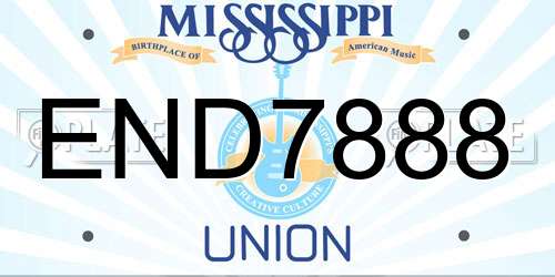 END7888 Mississippi License Plate