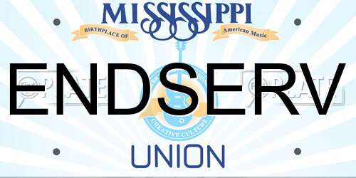 ENDSERV Mississippi License Plate