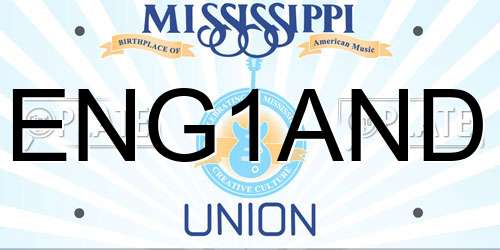 ENG1AND Mississippi License Plate
