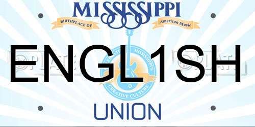 ENGL1SH Mississippi License Plate