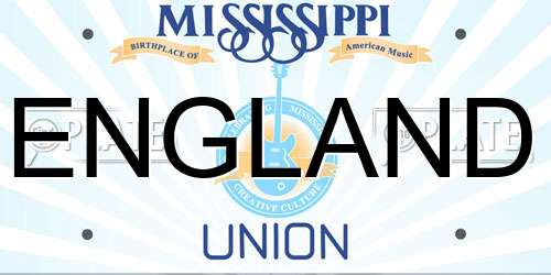 ENGLAND Mississippi License Plate