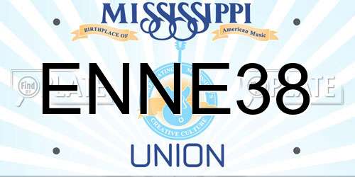 ENNE38 Mississippi License Plate