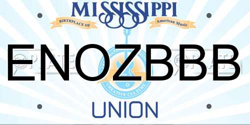 ENOZBBB Mississippi License Plate