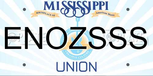 ENOZSSS Mississippi License Plate