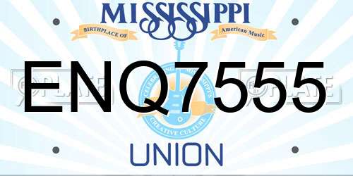 ENQ7555 Mississippi License Plate