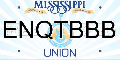 ENQTBBB Mississippi License Plate