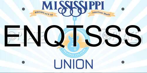 ENQTSSS Mississippi License Plate