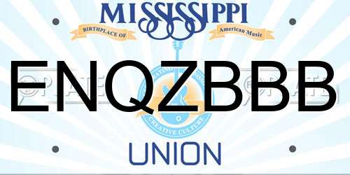 ENQZBBB Mississippi License Plate