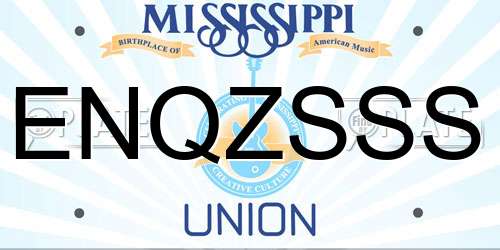 ENQZSSS Mississippi License Plate