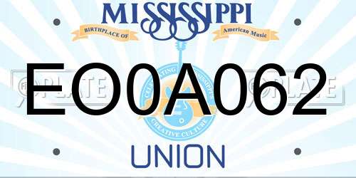 EO0A062 Mississippi License Plate