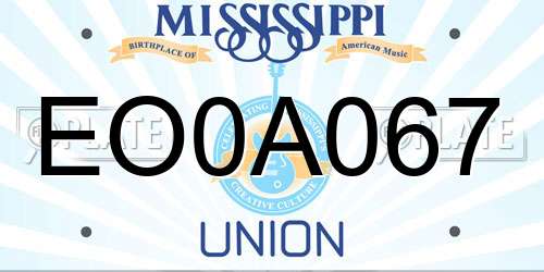 EO0A067 Mississippi License Plate