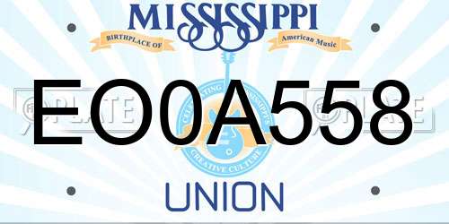 EO0A558 Mississippi License Plate