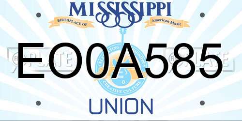 EO0A585 Mississippi License Plate