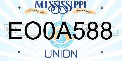 EO0A588 Mississippi License Plate