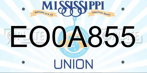 EO0A855 Mississippi License Plate