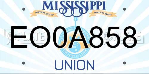 EO0A858 Mississippi License Plate