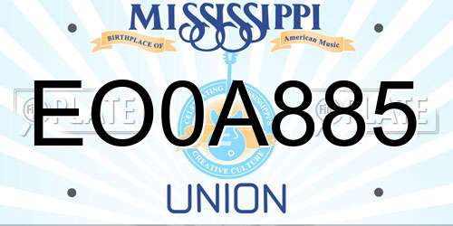 EO0A885 Mississippi License Plate