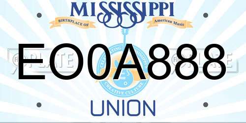 EO0A888 Mississippi License Plate