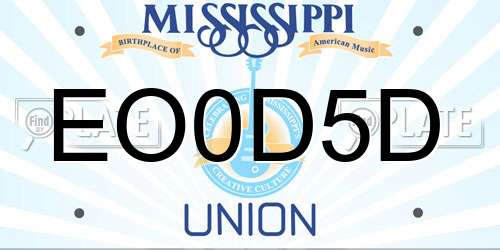 EO0D5D Mississippi License Plate