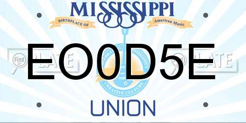 EO0D5E Mississippi License Plate