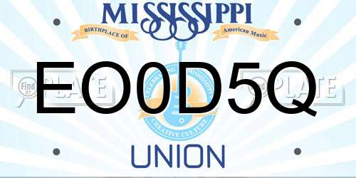 EO0D5Q Mississippi License Plate
