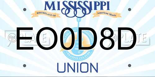 EO0D8D Mississippi License Plate
