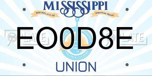 EO0D8E Mississippi License Plate