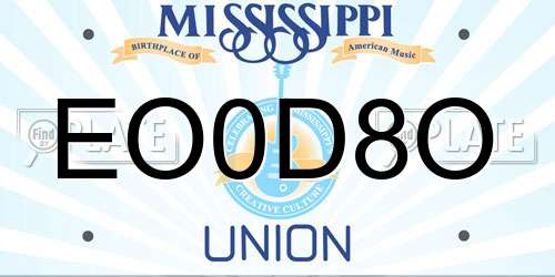 EO0D8O Mississippi License Plate