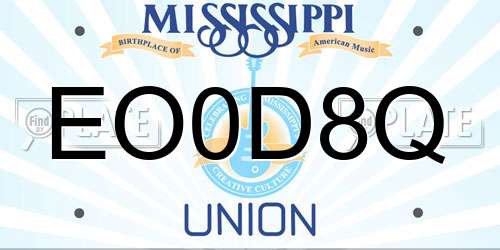 EO0D8Q Mississippi License Plate