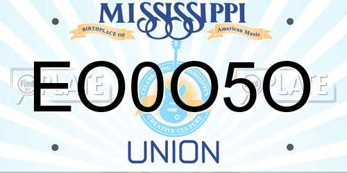 EO0O5O Mississippi License Plate
