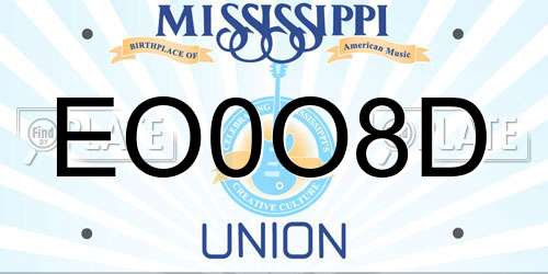 EO0O8D Mississippi License Plate