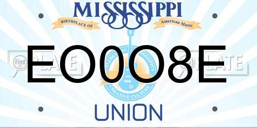 EO0O8E Mississippi License Plate