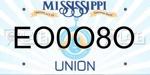 EO0O8O Mississippi License Plate