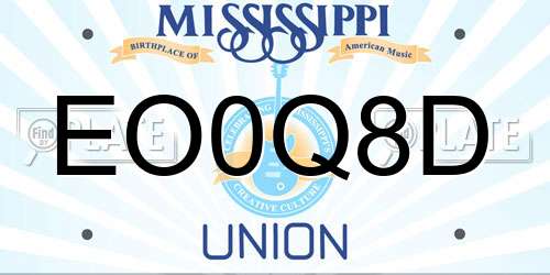 EO0Q8D Mississippi License Plate