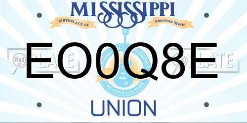 EO0Q8E Mississippi License Plate