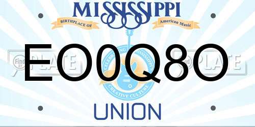 EO0Q8O Mississippi License Plate