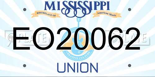 EO20062 Mississippi License Plate