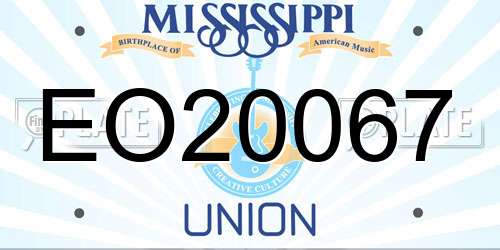 EO20067 Mississippi License Plate