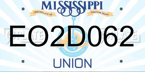 EO2D062 Mississippi License Plate