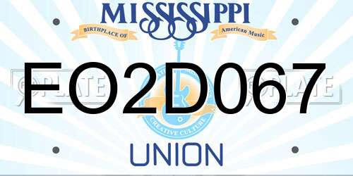 EO2D067 Mississippi License Plate