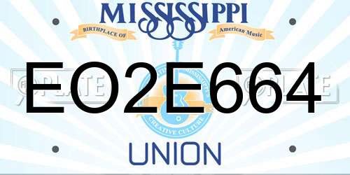 EO2E664 Mississippi License Plate