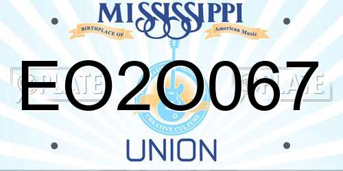 EO2O067 Mississippi License Plate