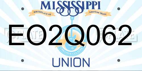 EO2Q062 Mississippi License Plate