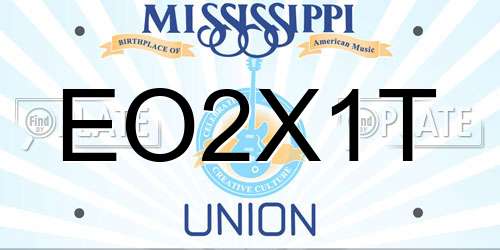 EO2X1T Mississippi License Plate