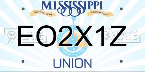 EO2X1Z Mississippi License Plate