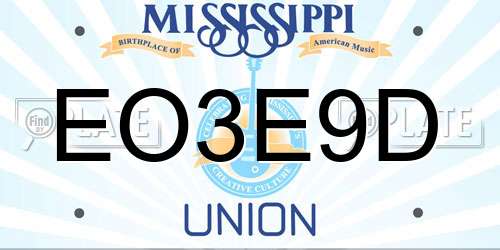 EO3E9D Mississippi License Plate